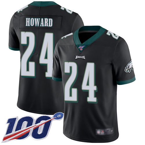 Men Philadelphia Eagles 24 Jordan Howard Black Alternate Vapor Untouchable NFL Jersey Limited Player 100th